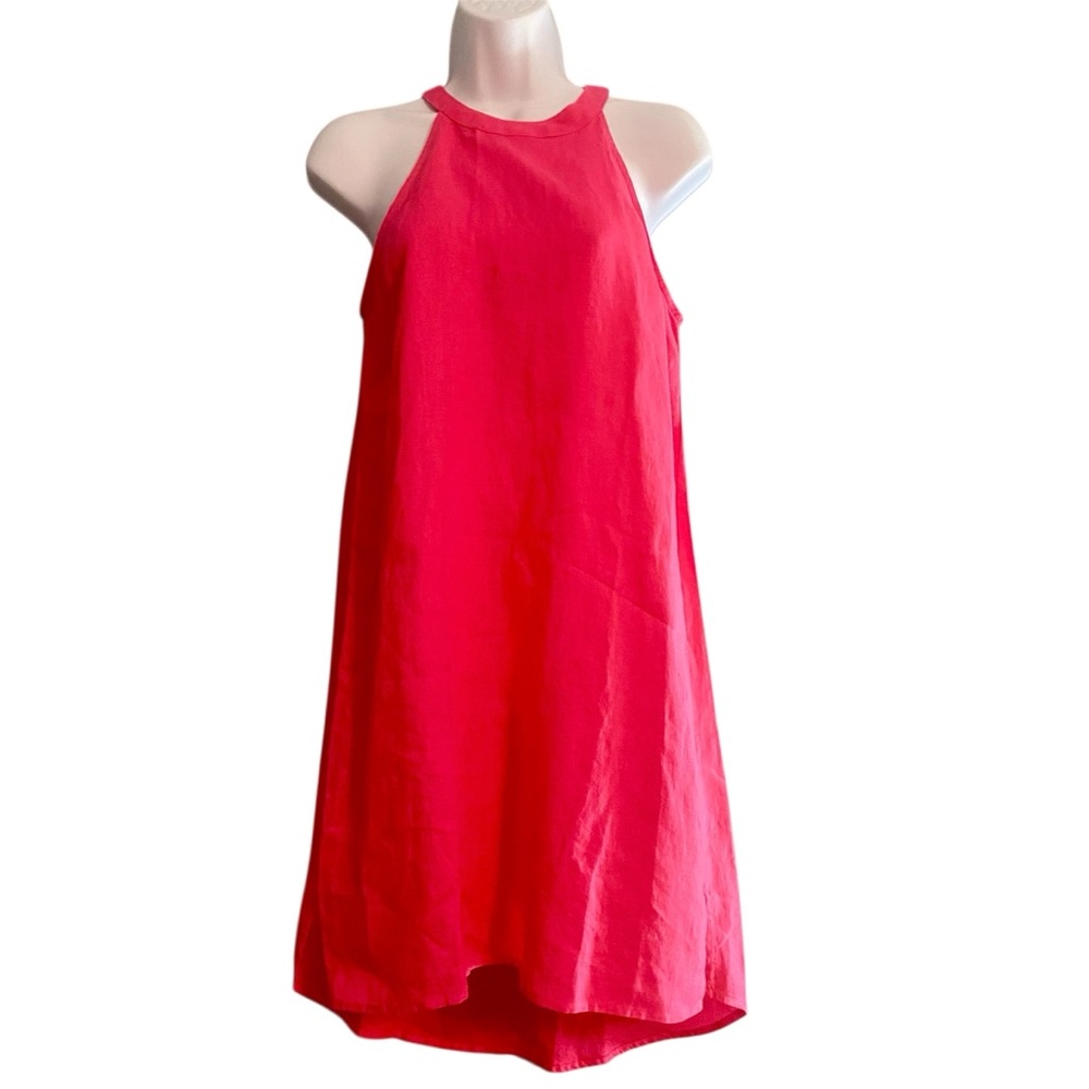 NWT Sigrid Olsen Pink Fuchsia Halter Linen High Low Hem Shift Dress Sz XS
